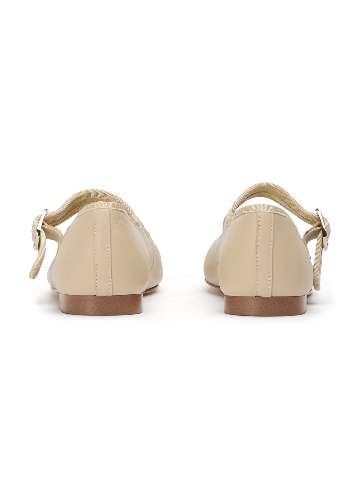 Beige Round-Toe Chic Mary Jane Slip-On Ballet Simple Flats