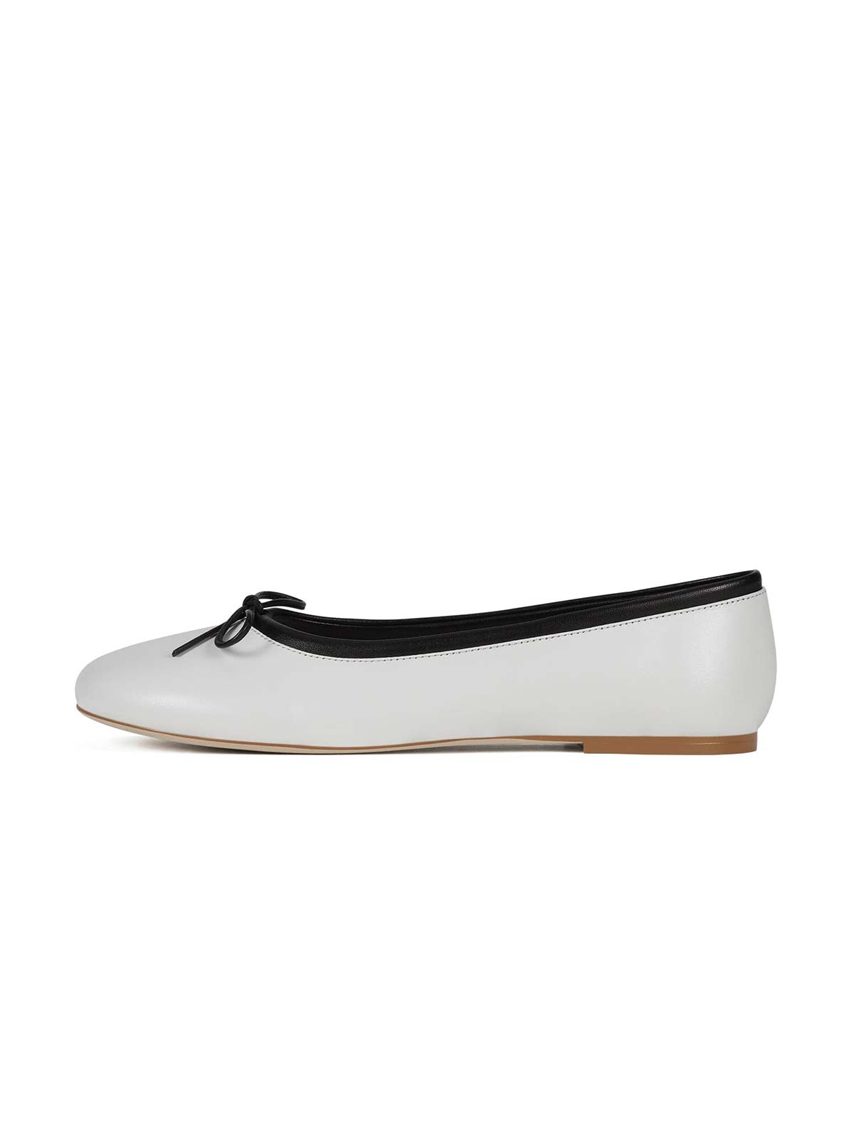 Chic Round-Toe Front Bow Slip-On Ballet Flats - White