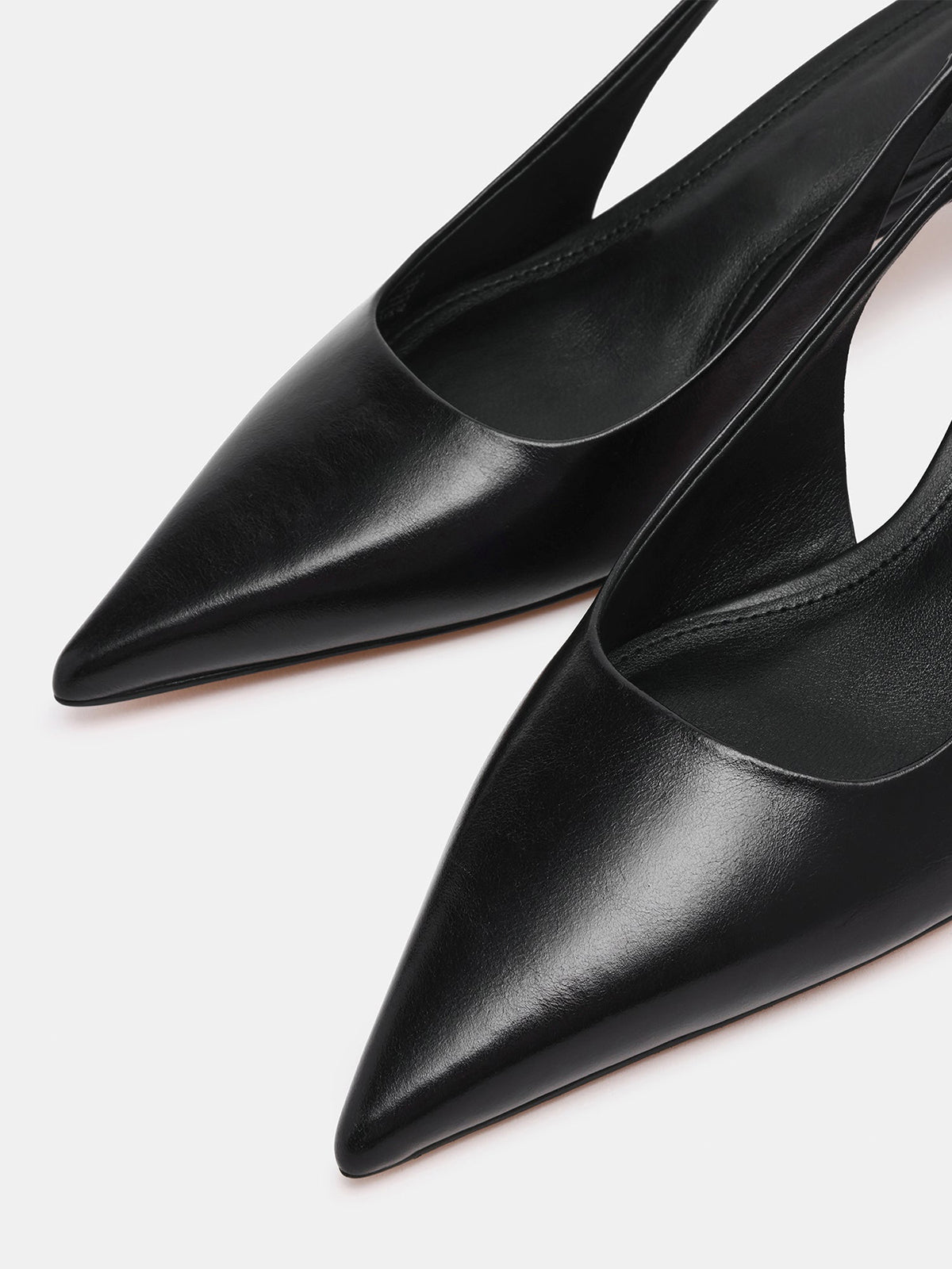 Black Pointed-Toe Classic Back Strap Chic Kitten Heels