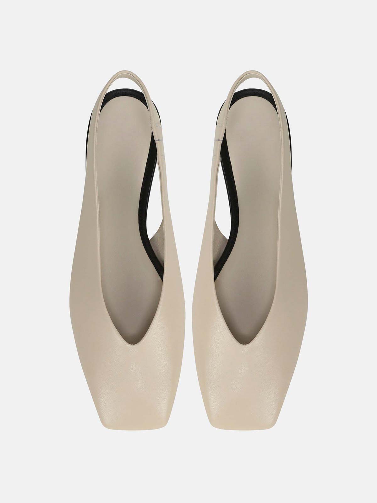 Bone Vegan Leather Square-Toe Chic Back Strap Mules Flats
