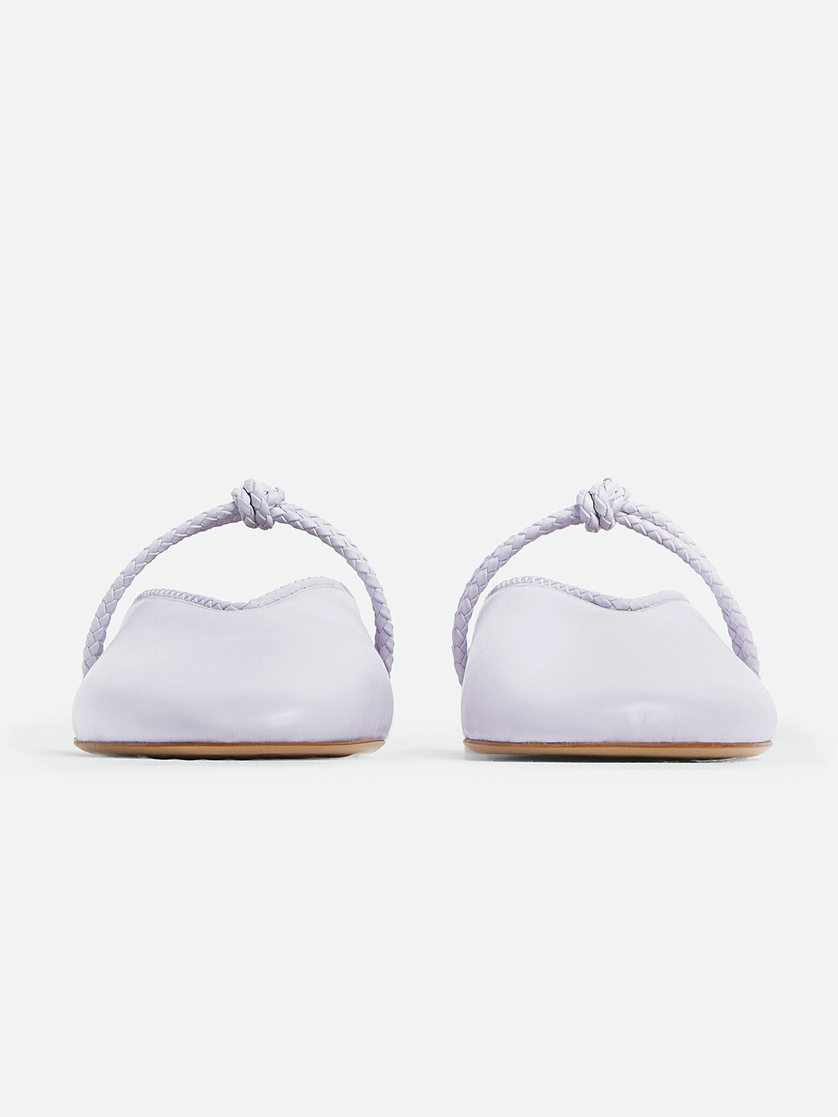 Ice Blue Round-Toe Middle Strap Backless Slip-On Flats