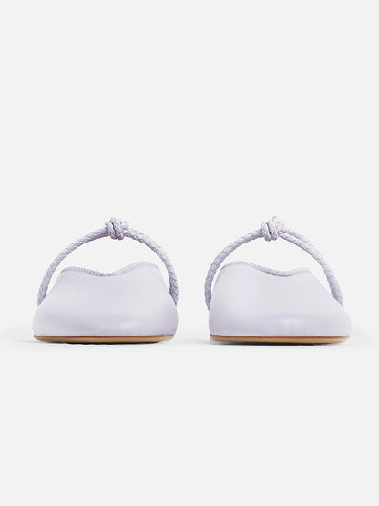 Ice Blue Round-Toe Middle Strap Backless Slip-On Flats