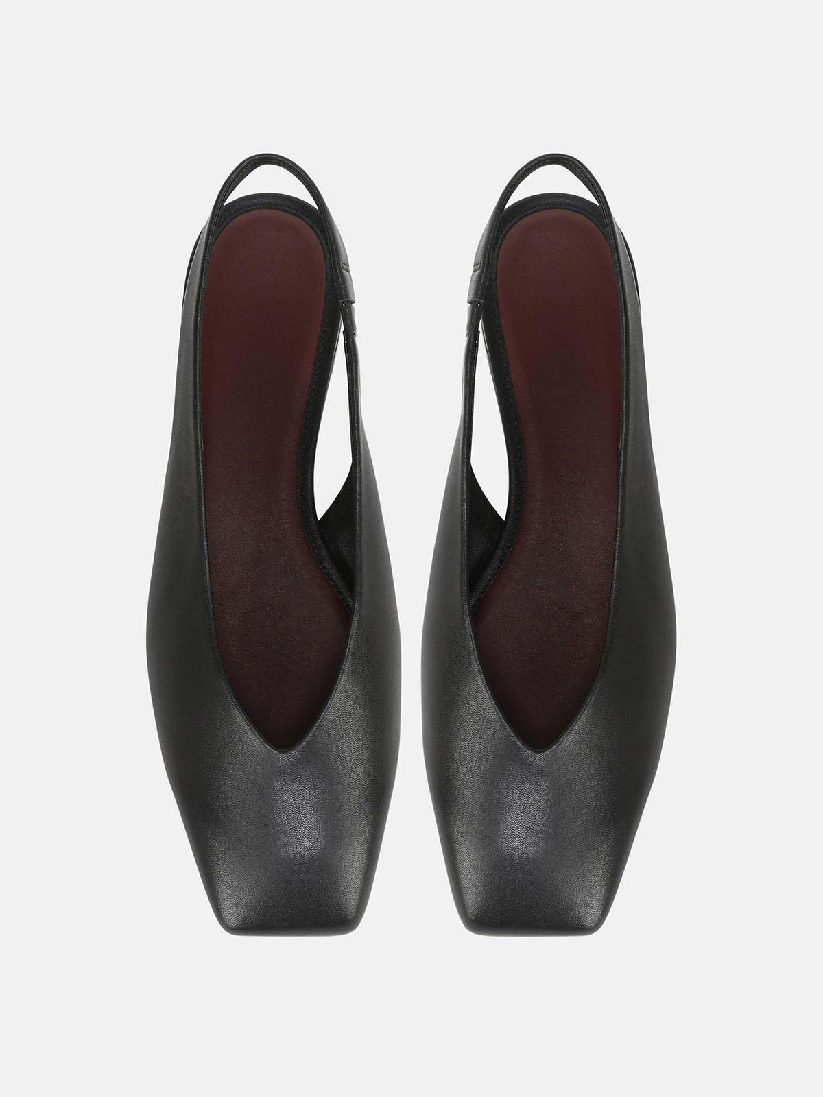 Black Vegan Leather Square-Toe Chic Back Strap Mules Flats