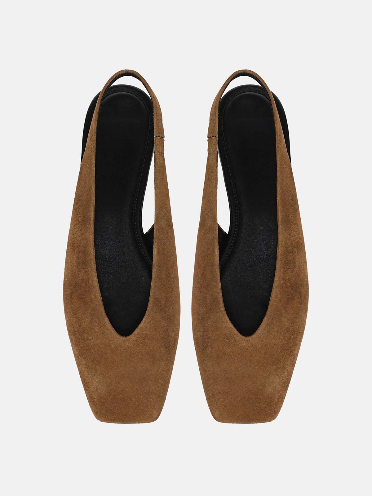 Brown Faux Suede Square-Toe Chic Back Strap Mules Flats