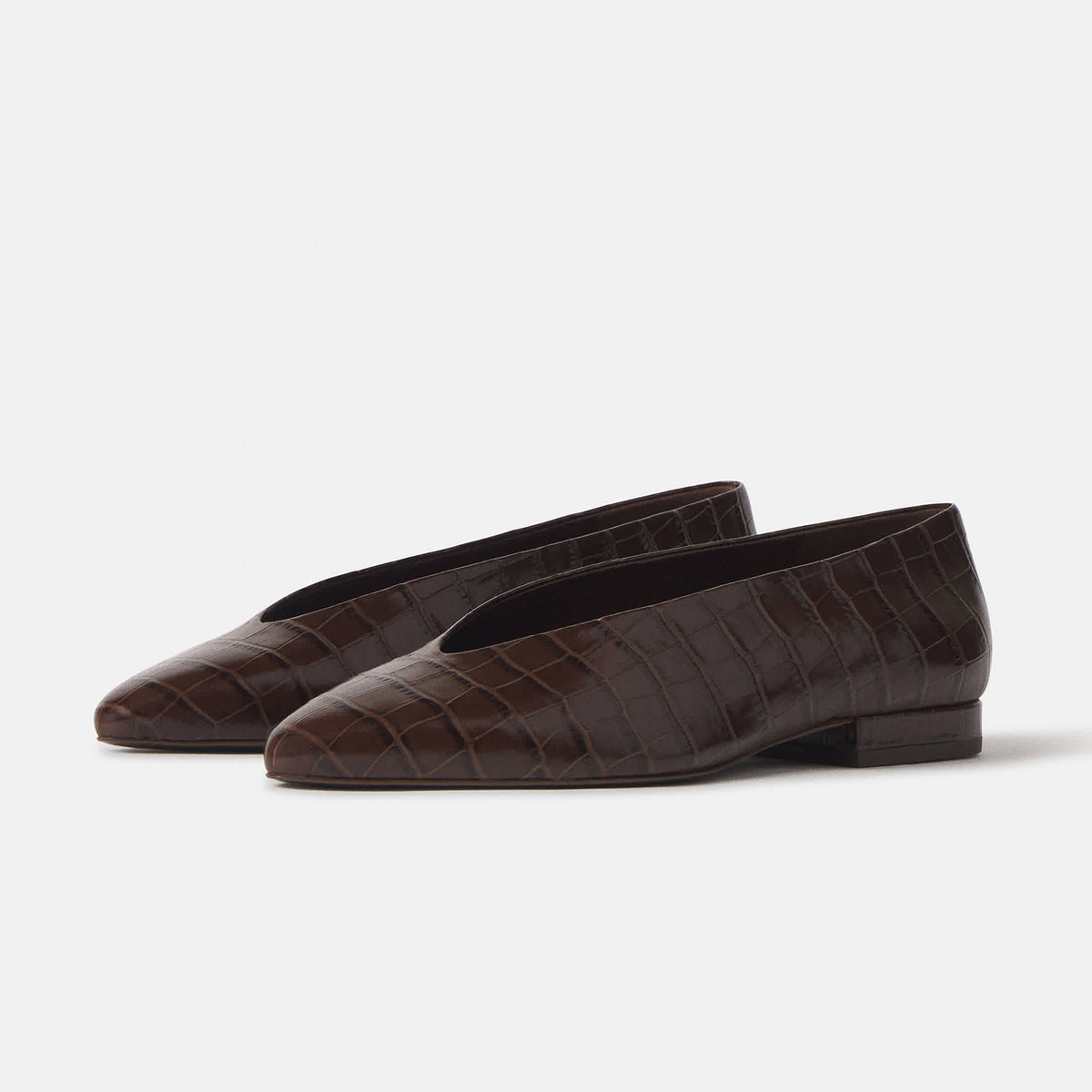 Chic Slip-On Pointed-Toe Simple Ballet Flats - Chocolate Stone Pattern