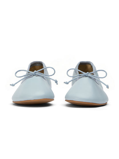 Sky Blue Round-Toe Chic Front Bow Slip-On Ballet Simple Flats