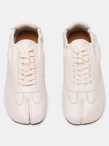 White Split-Toe Classic Lace-Up Flats Sneakers