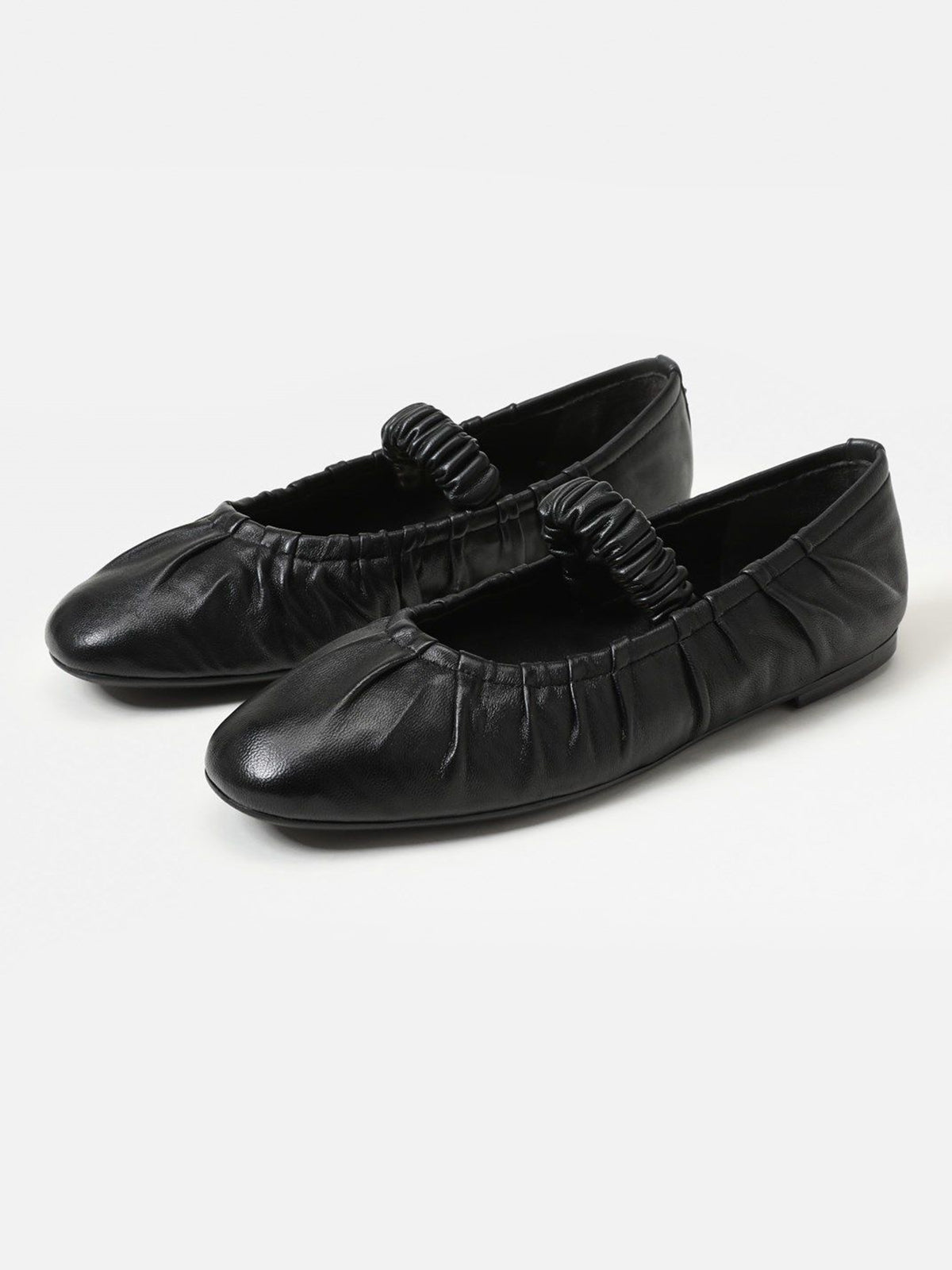 Black Square-Toe Elastic Mary Jane Classic Ballet Flats
