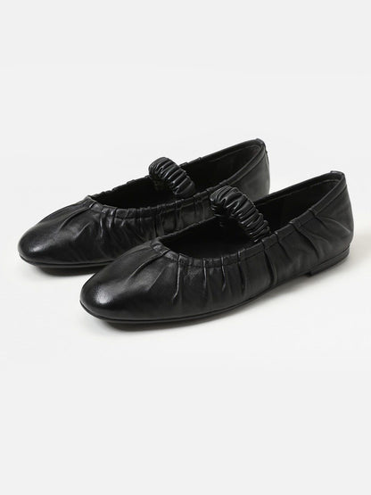 Black Square-Toe Elastic Mary Jane Classic Ballet Flats