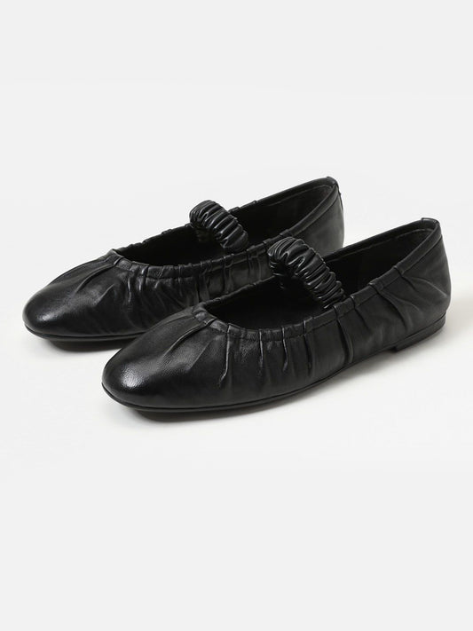 Black Square-Toe Elastic Mary Jane Classic Ballet Flats