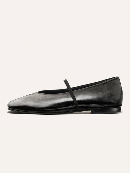 Mary Jane Square-Toe Slip-On Chic Ballet Flats - Black