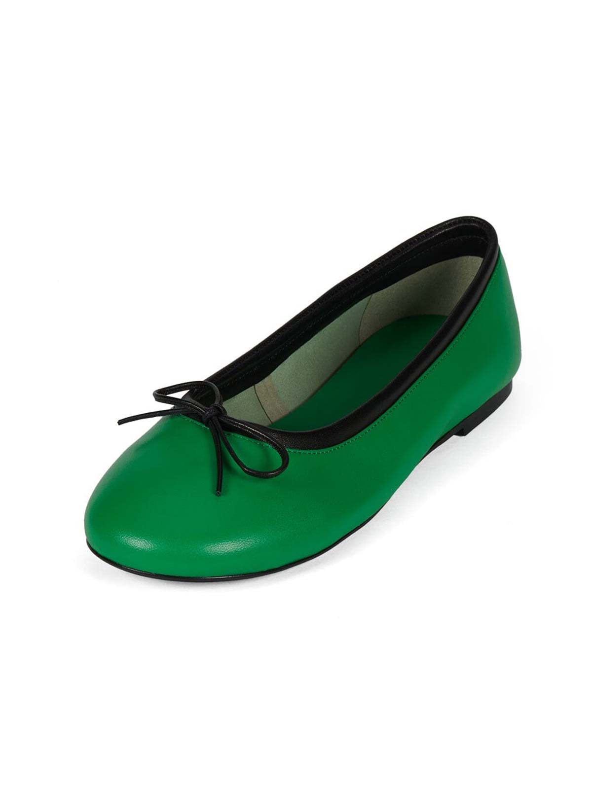 Chic Round-Toe Front Bow Slip-On Ballet Flats - Green