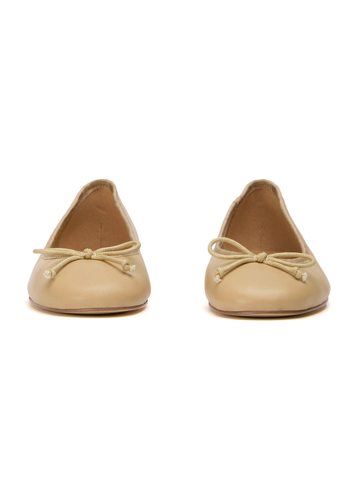 Round-Toe Chic Front Bow Slip-On Ballet Simple Flats - Sand