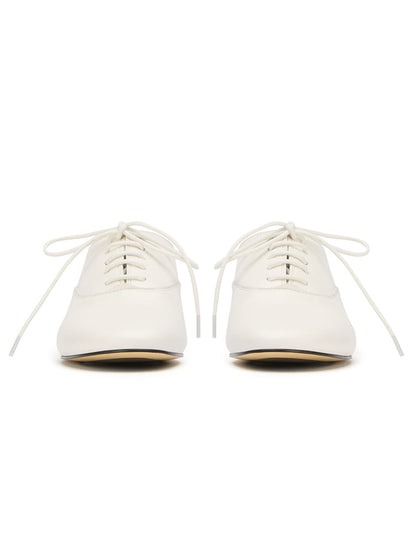White Round-Toe Chic Slip-On Lace-Up Sporty Flats