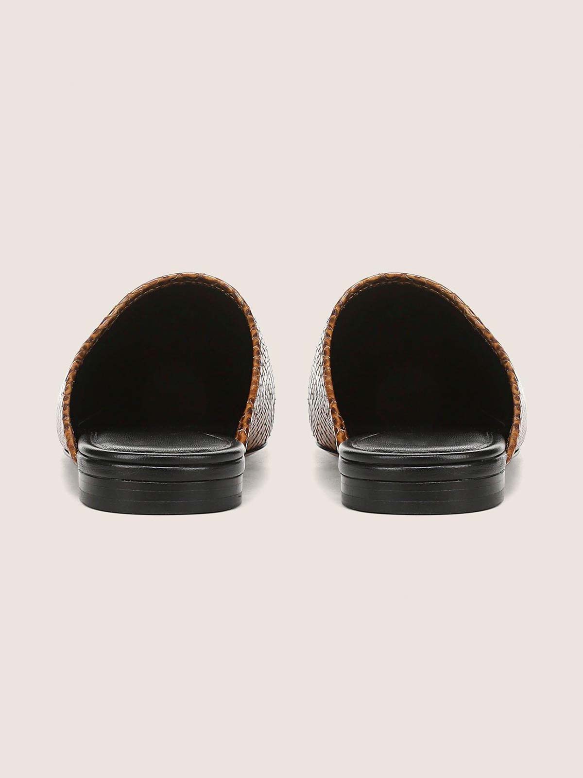 Honey Faux Suede Square-Toe Chic Backless Simple Flats