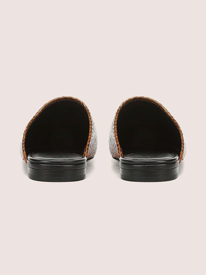 Honey Faux Suede Square-Toe Chic Backless Simple Flats