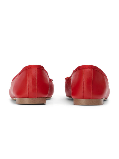 Round-Toe Chic Front Bow Slip-On Ballet Simple Flats - Red