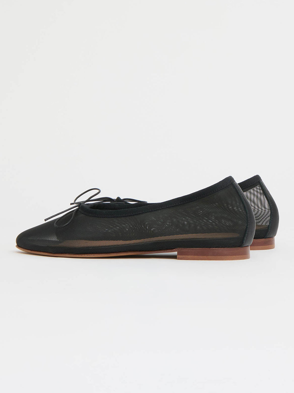 Black Mesh Round-Toe Simple Chic Ballet Flats With Front Bow