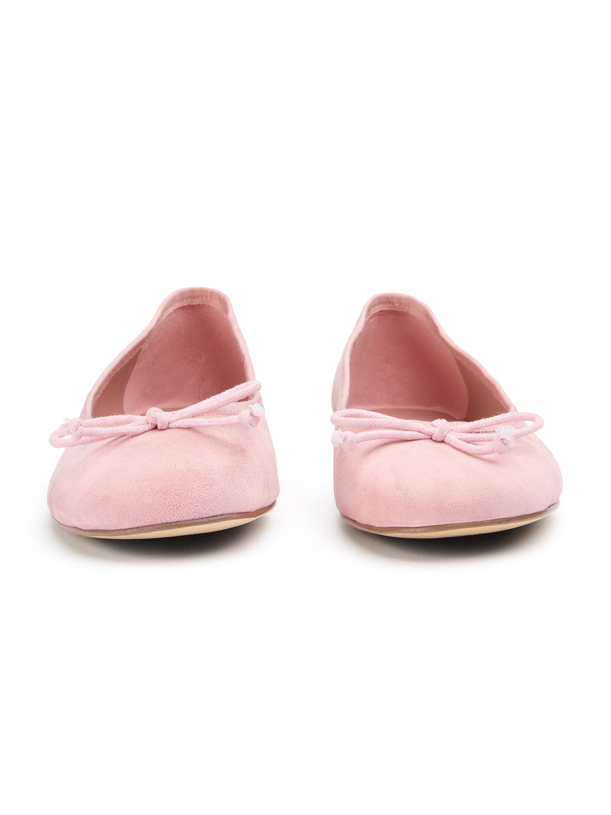 Round-Toe Chic Front Bow Slip-On Ballet Simple Flats - Pink Faux Suede