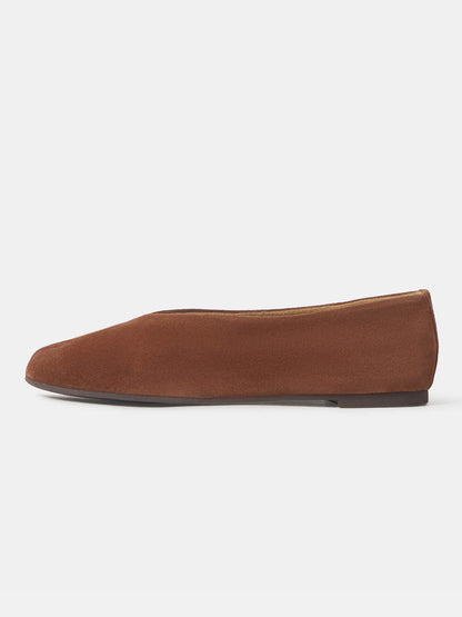 Sienna Faux Suede Square-Toe Simple Ballet Chic Flats