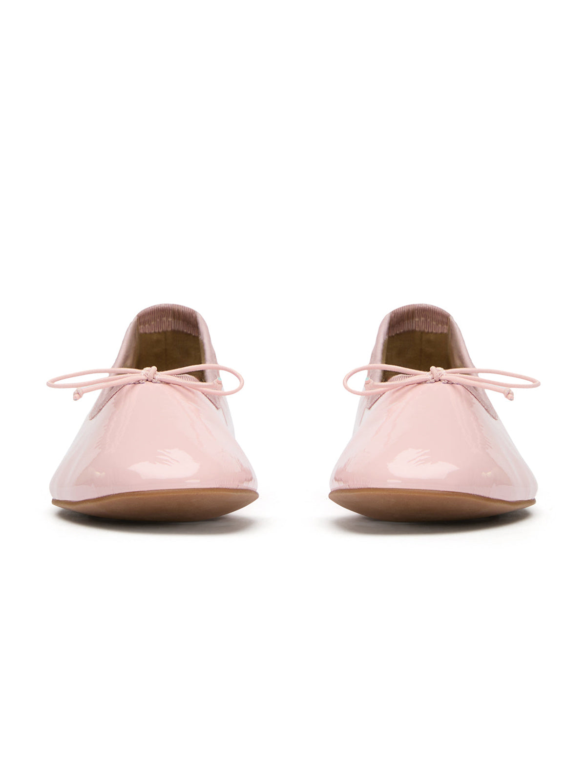 Patent Pink Round-Toe Chic Front Bow Slip-On Ballet Simple Flats
