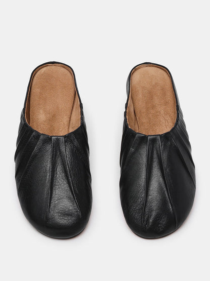 Black Round-Toe Simple Backless Chic Flats
