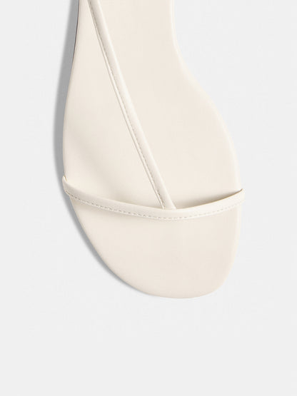 White Square-Toe Back And Ankle Strap Flats Sandals