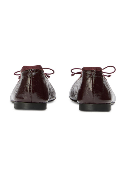 Burgundy Round-Toe Chic Front Bow Slip-On Ballet Simple Flats