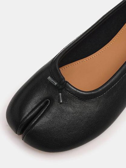 Black Split-Toe Slip-On Ballet Flats
