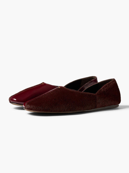 Slip-On Round-Toe Simple Ballet Flats - Burgundy