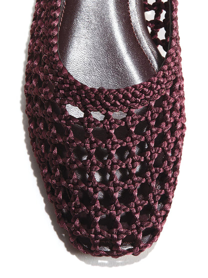 Dark Brown Satin Woven Square-Toe Simple Slip-On Ballet Flats