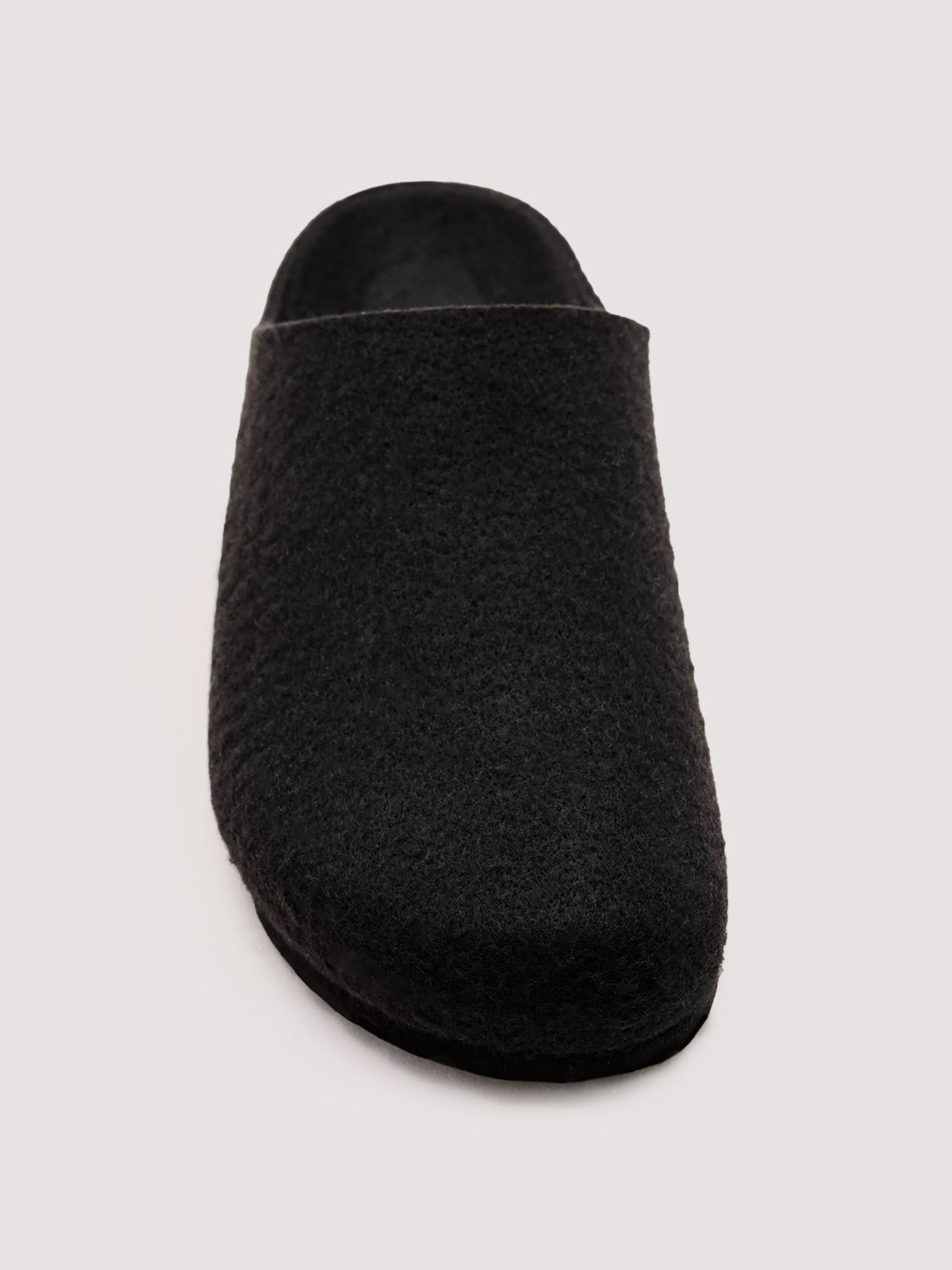 Black Plush Square-Toe Backless Simple Flats Slippers