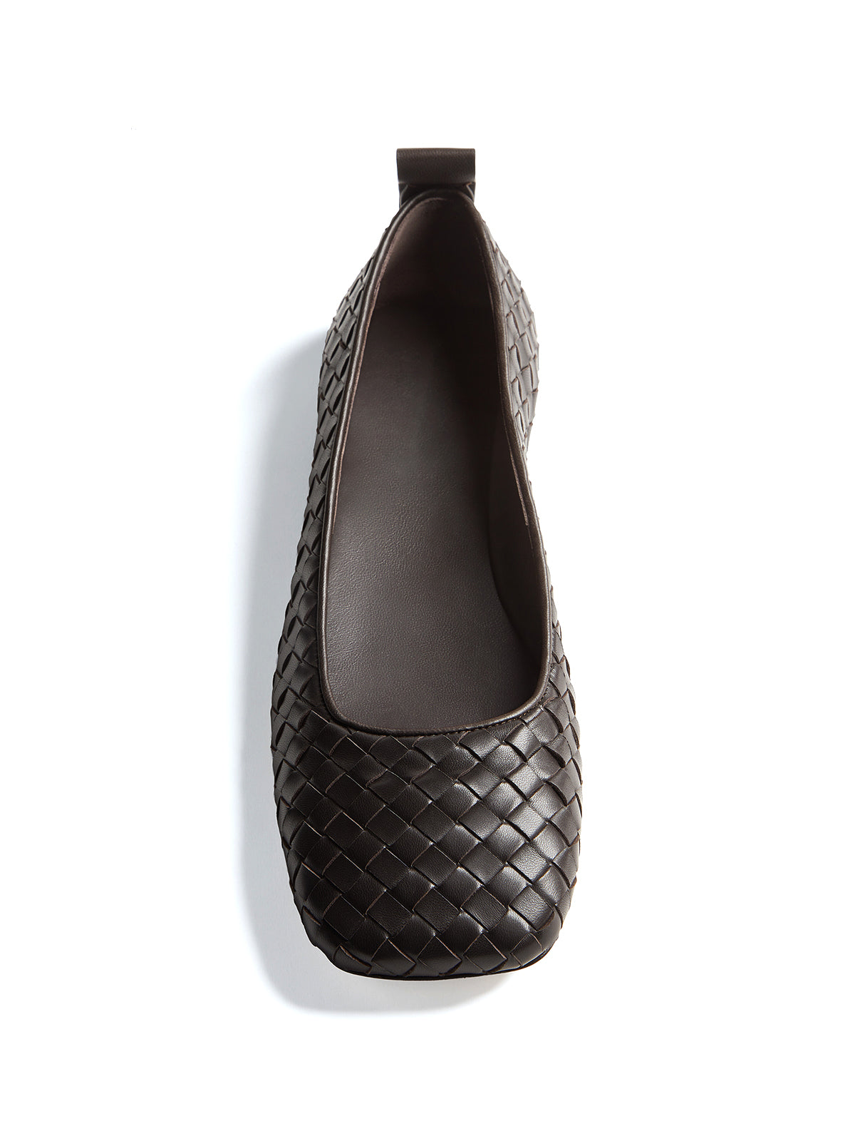 Chocolate Woven Vegan Leather Square-Toe Classic Slip-On Ballet Flats