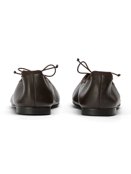 Chocolate Round-Toe Chic Front Bow Slip-On Ballet Simple Flats