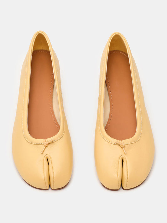 Yellow Split-Toe Slip-On Ballet Flats