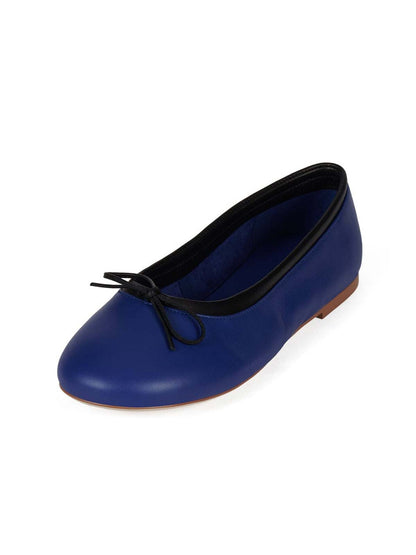Chic Round-Toe Front Bow Slip-On Ballet Flats - Blue