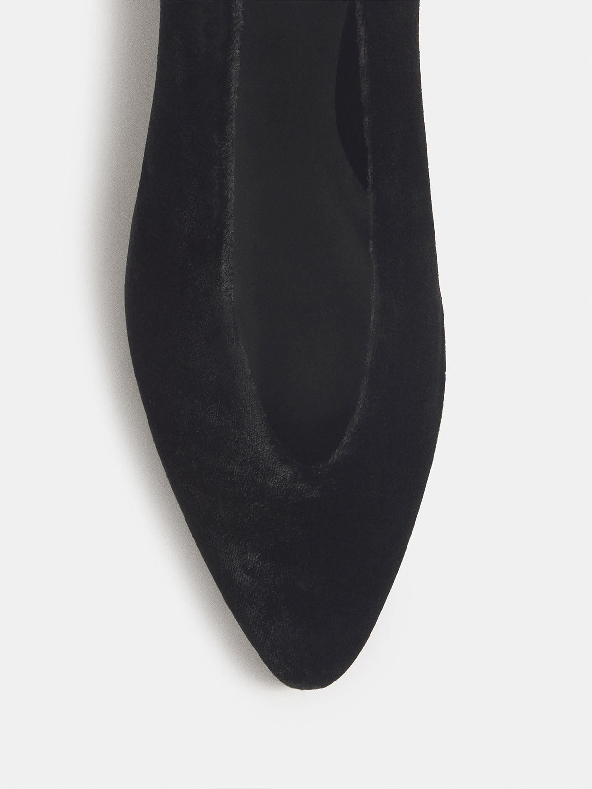Black Velvet Pointed-Toe Slip-On Simple Ballet Flats