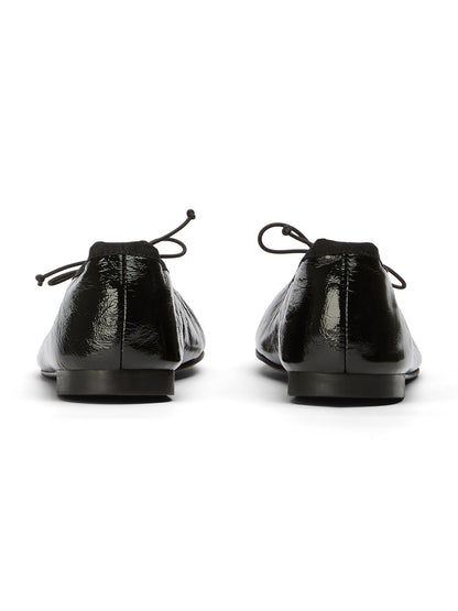 Black Round-Toe Chic Front Bow Slip-On Ballet Simple Flats