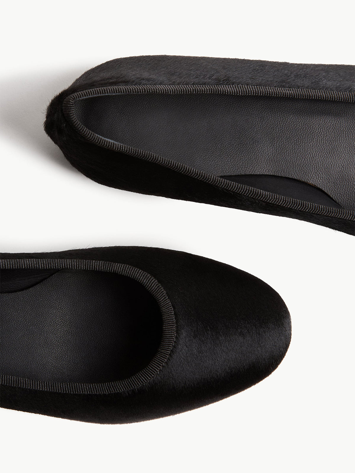 Slip-On Round-Toe Chic Simple Ballet Flats - Black Pony Hair Vegan Leather