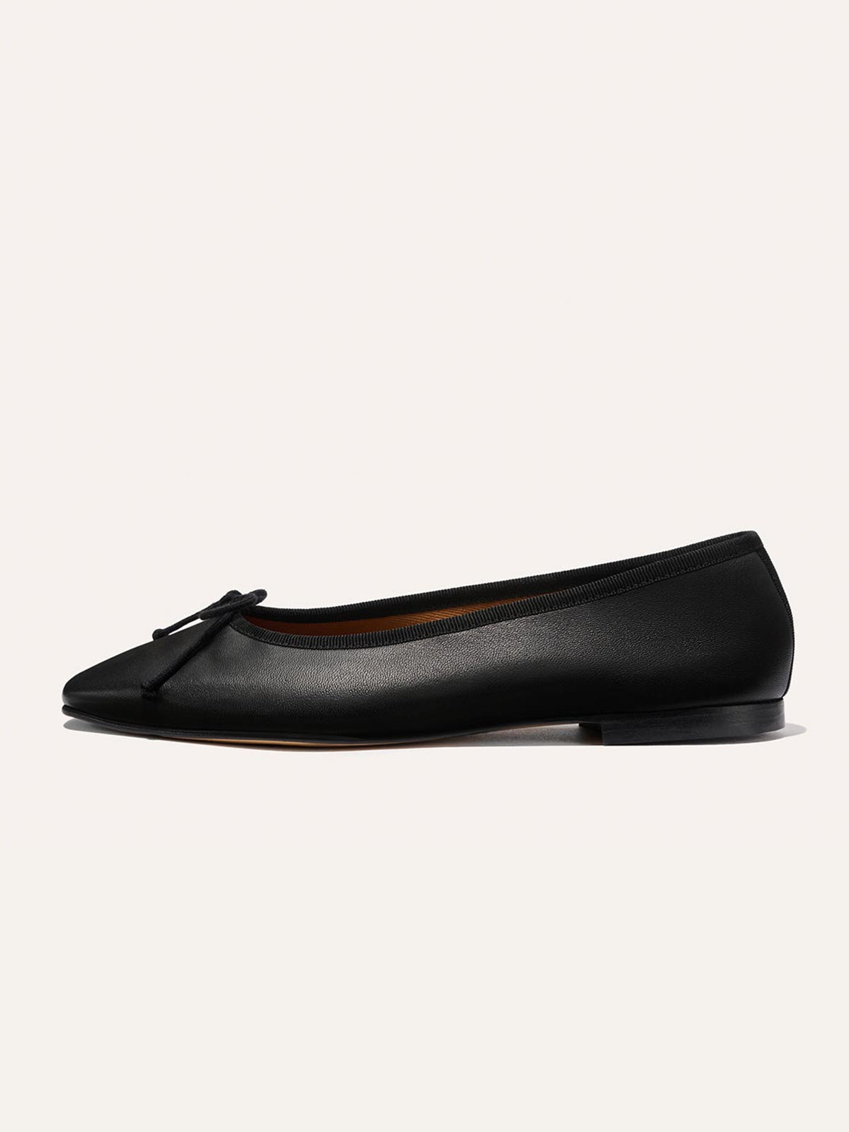 Front Bow Square-Toe Slip-On Chic Ballet Flats - Black Vegan Leather