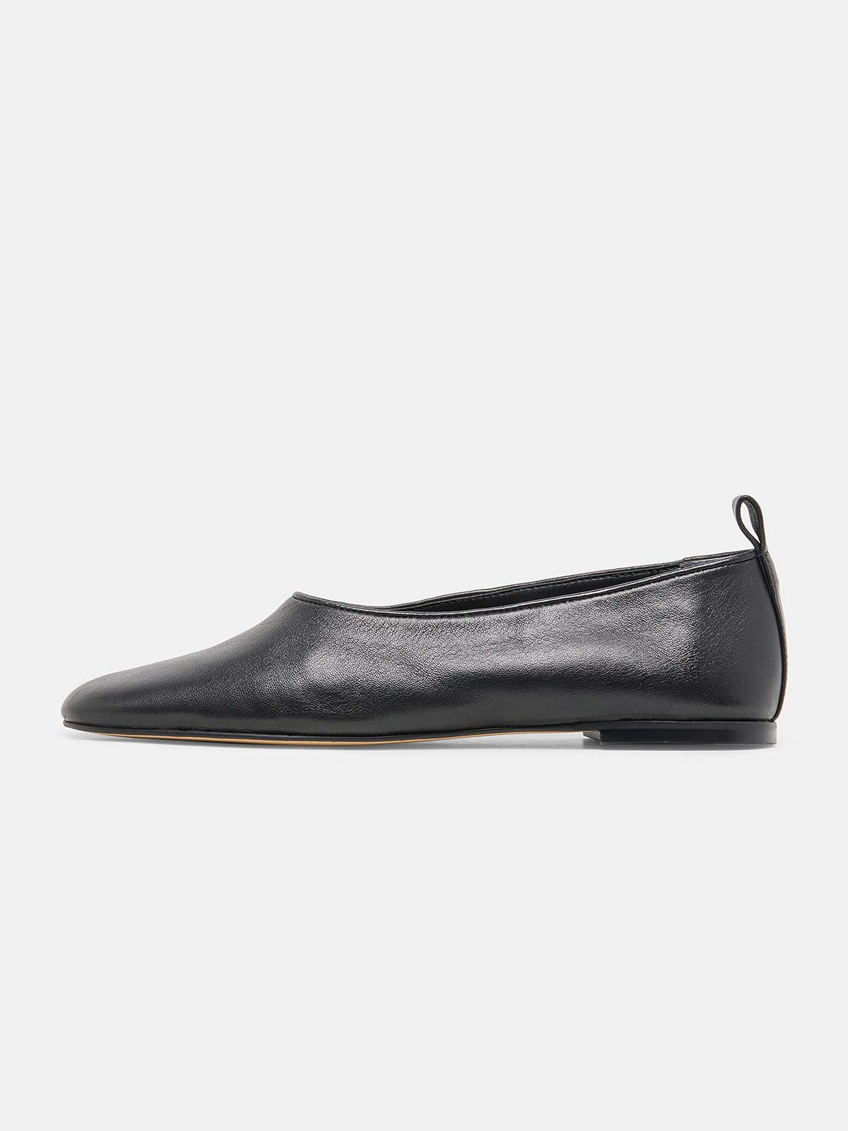 Black Square-Toe Slip-On Simple Flats