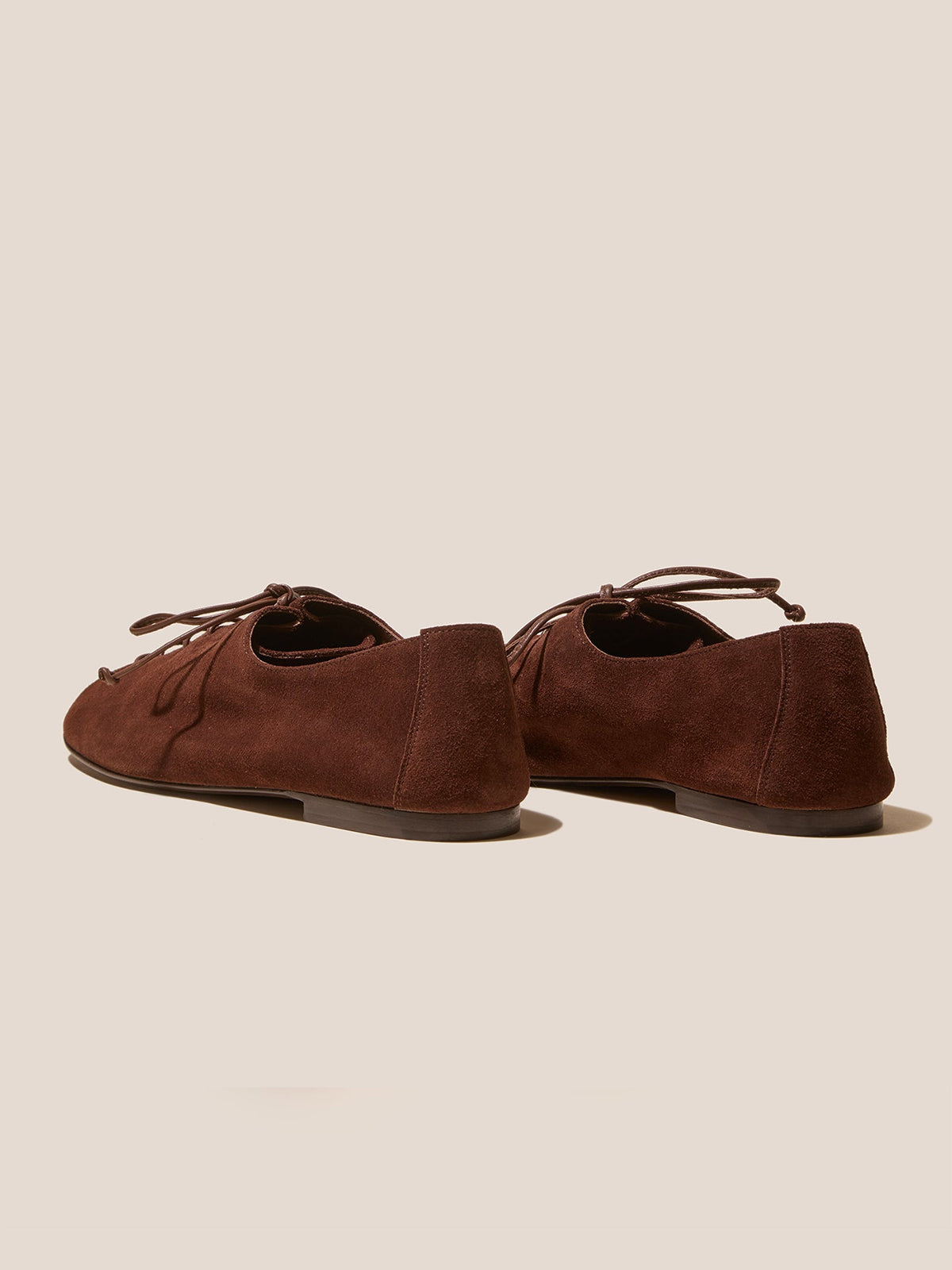 Coffee Faux Suede Square-Toe Chic Slip-On Flats With Lace-Up