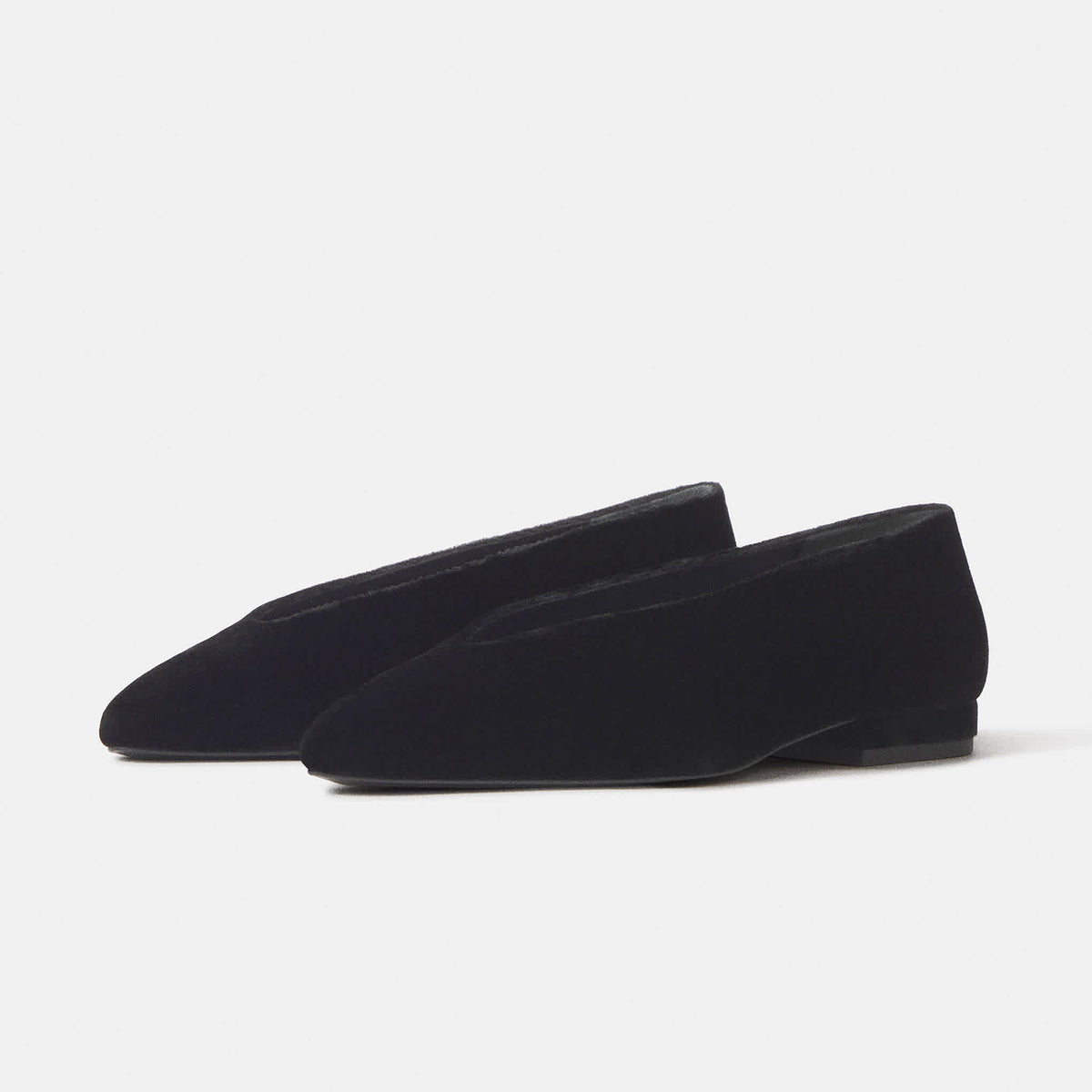 Chic Slip-On Pointed-Toe Simple Ballet Flats - Black Velvet