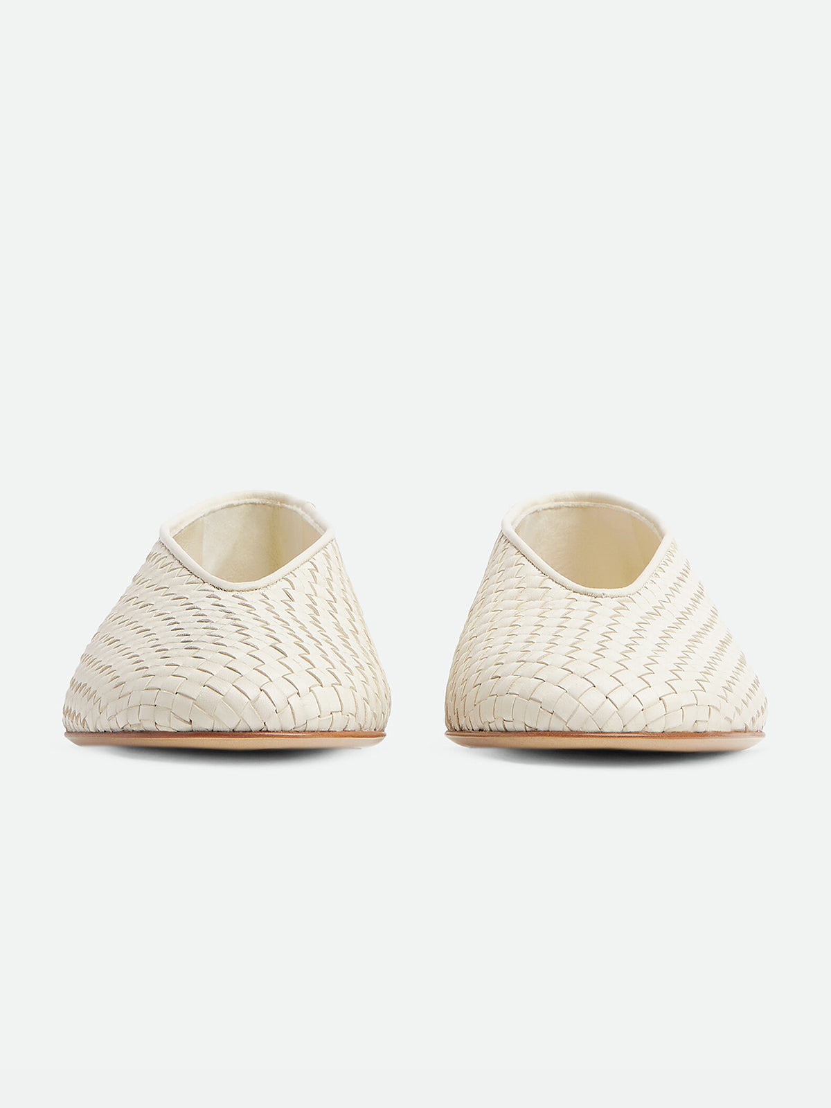 Ivory Woven Vegan Leather Round-Toe Slip-On Ballet Flats
