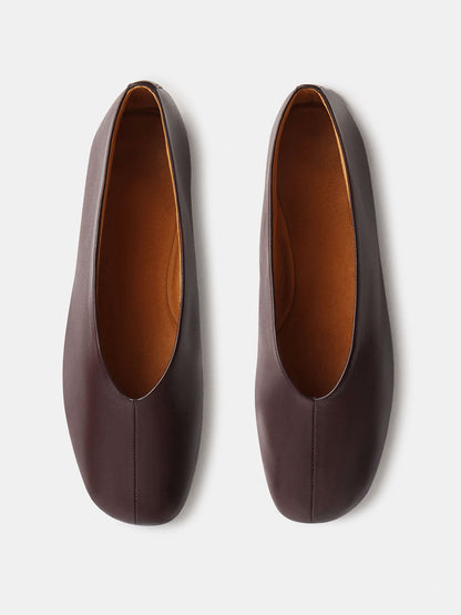 Chocolate Square-Toe Simple Ballet Chic Flats