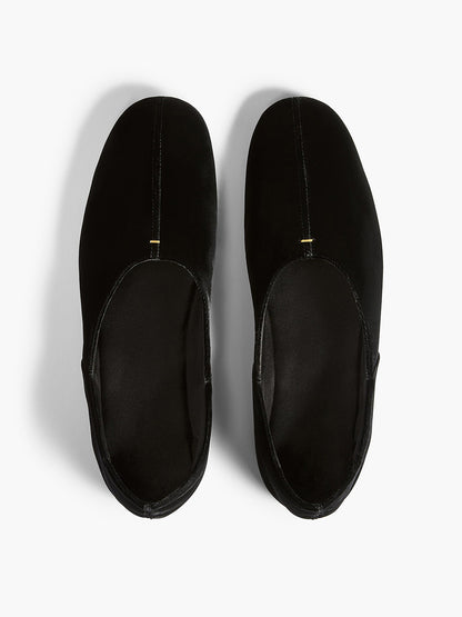 Slip-On Round-Toe Simple Ballet Flats - Black Velvet