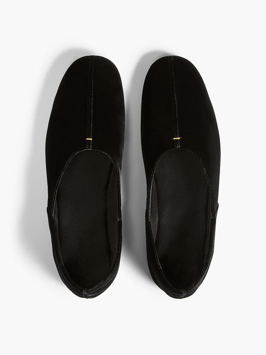 Slip-On Round-Toe Simple Ballet Flats - Black Velvet