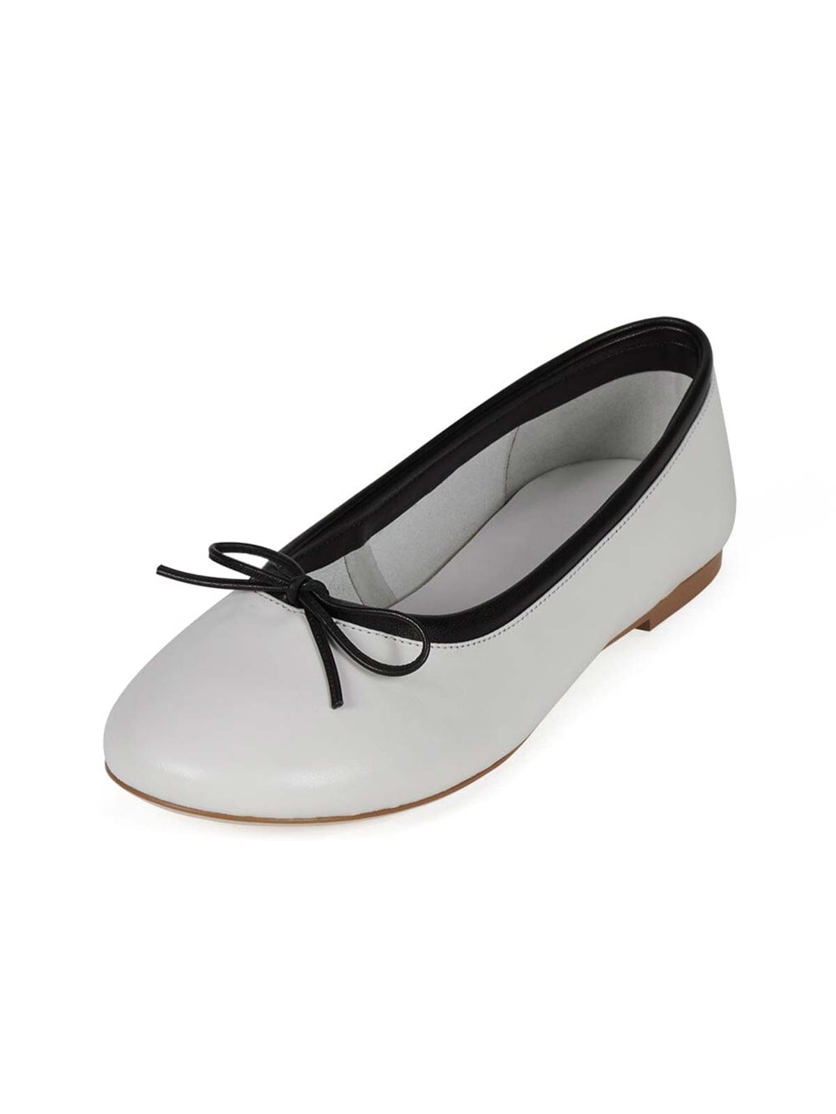 Chic Round-Toe Front Bow Slip-On Ballet Flats - White