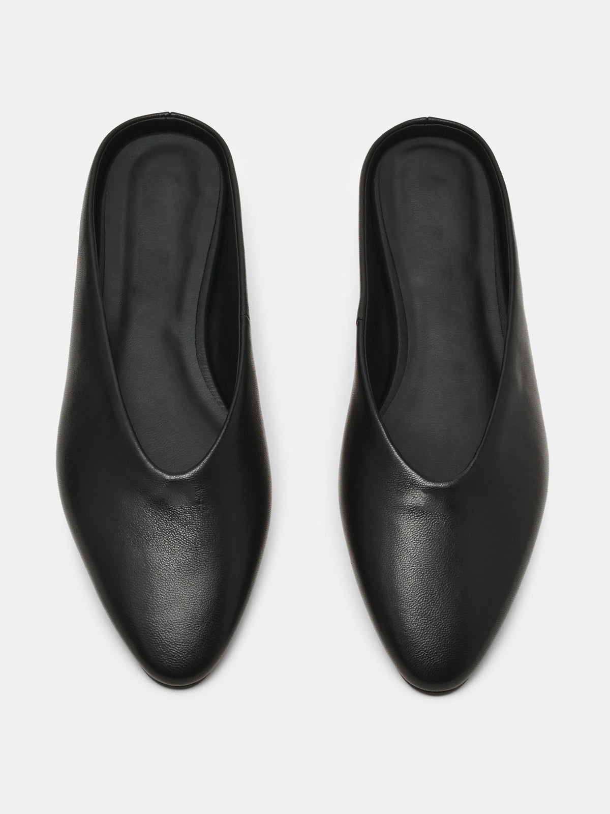 Black Pointed-Toe Backless Simple Slip-On Flats
