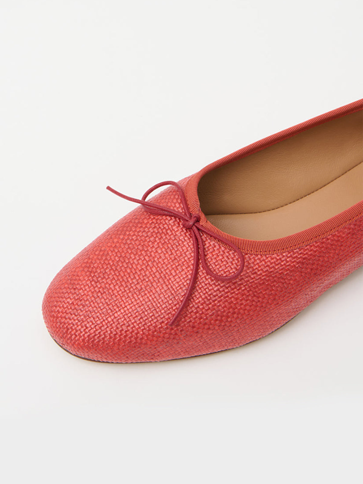 Red Round-Toe Simple Chic Ballet Flats With Front Bow